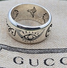 Gucci Ring , Aureco Blind Love , 9mm Sterling Silver, Size 5.75, New
