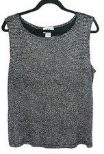 JBS Ltd Vtg Women's 1X Silver Rainbow Glitter Sleeveless Top Party USA Made