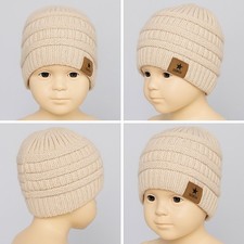 Super Star Kids Knit Beanie Hat Toddler Child Winter Cap Beige Neutral Unisex