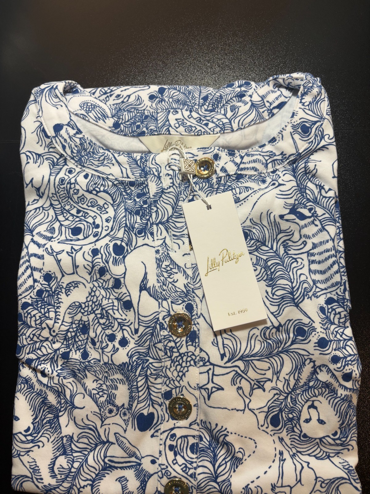 Lilly Pulitzer Women's Cameron Popover Dress Color: Starlight Navy Zoology NEW!