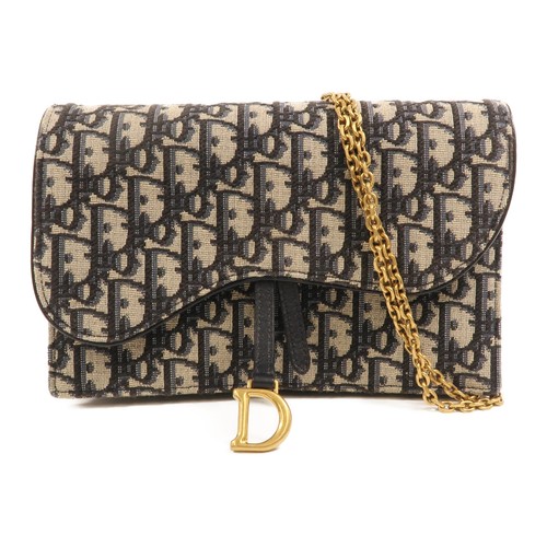 Borsa a tracolla CHRISTIAN DIOR CD GHW catena sella tela jacquard obliqua blu - Foto 1 di 15