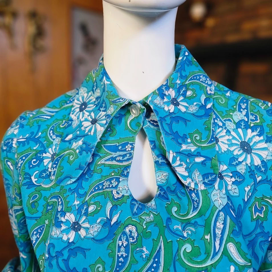 Vtg Swinging 60s Mod Psychedelic Dog Ear Mini British Invasion Go Go Dress S/M - Image 2 of 4