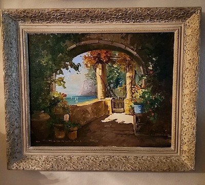R. ROMAGNOLI ORIGINAL OIL PAINTING ITALIA #3 VERANDA 