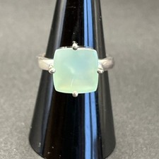 TGGC Sterling Silver and Chrysoprase Square Cabochon Ring Size O