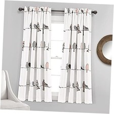 Rowley Birds Light Filtering Window Curtain Panels, Pair, 52" W x 63" L,