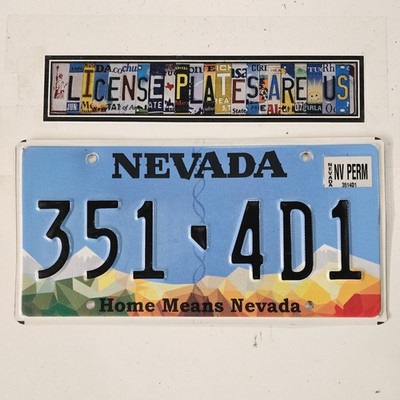 Nevada Permanent License Plate  FREE   Home Means NV Fleet Tag 351 AD1