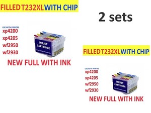 full and refillable 8pk 232xl  Ink Cartridge Ink Epson Xp 4200 4205 wf2950 2930