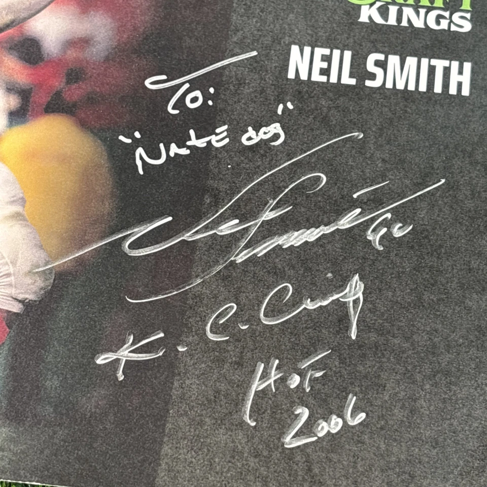 Póster fotográfico autografiado de Neil Smith DraftKings KC Chiefs Salón de la fama 2006 - firmado Foto 4 de 4