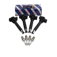 Bosch 4 Ignition Coil Denso 4 U-Groove Spark Plug Kit For A6 CC Tiguan 2.0 L4