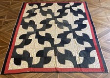 Antiker amerikanischer Quilt ca. 180x200 cm Drunkards Path Handarbeit