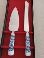 Sheffield England Stainless Steel Wedding Cake Knife & Server Set Porcelain