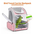 Pet Bag Parrot Carrier Backpack Bird Travel Cage Perch Stainless Tray Shade Pink