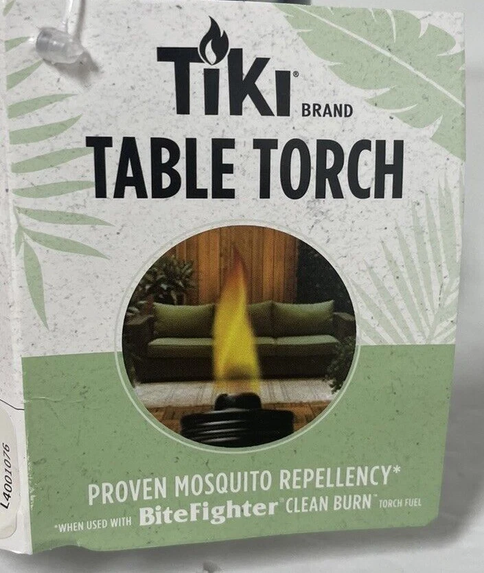 TIKI Brand 5.75" Table Torch Glass White & Blue Tiedye NEW - Image 3 of 4