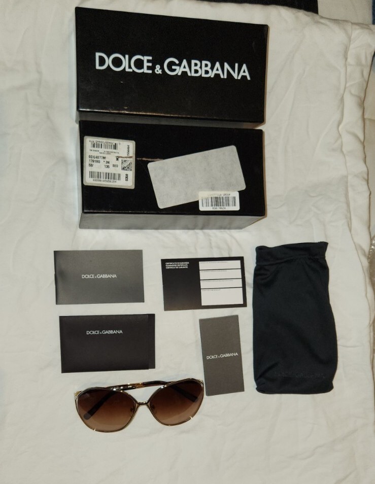 Dolce & Gabbana DG2091 Sunglasses AUTHENTIC 034/ 13-5916 Gold
