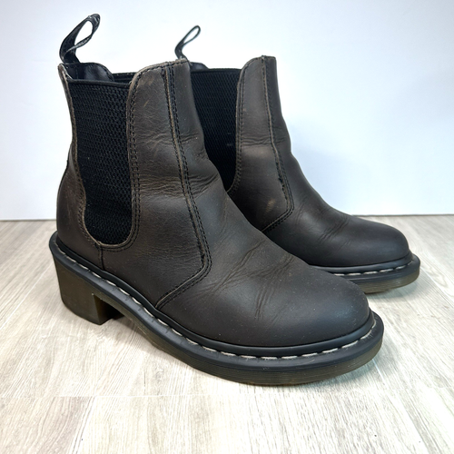 Dr. Martens Cadence Boots Brown Leather Heeled Chelsea Shoes Women's size 7 US