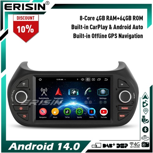 Android 14 CarPlay Autoradio GPS Fiat Fiorino Qubo Citroen Nemo Peugeot Bipper - Bild 1 von 24