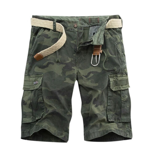 Cargo Shorts Loose Multi Pocket Sports Summer Casual Camouflage Print Army Pants - Picture 1 of 20