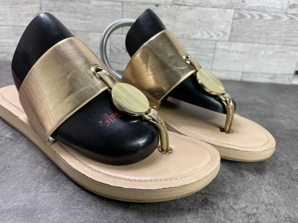 Aldo Yilania Women Shoes Gold 9 M Leather Toe Thong Slip On Casual