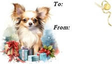 Chihuahua Longcoat Dog Christmas Labels (2 sheets - 42 Labels) by Starprint