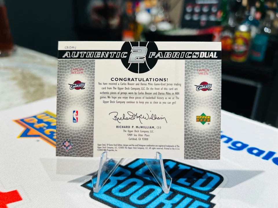 2003-04 SP Game Used Authentic Fabrics Dual Basketball Card Boozer/Miles /100 - Image 3 of 3