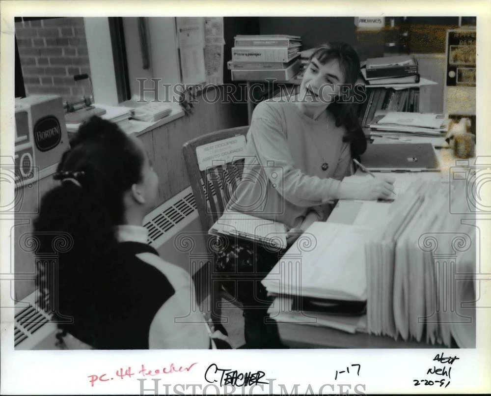 1991 Press Photo Teacher Michele Stemier drills student Tyfani Osbourne |  eBay