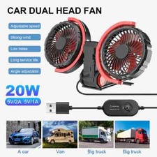 12V/24V Car Double Head Fan Brushless Motor Air Cooling Fan Adjustable 3 Mode