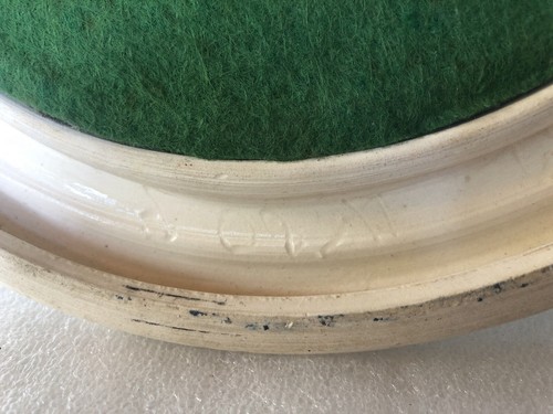 Vtg Studio Art Pottery Mirror Round Frame 10” Carved Floral IRIS Flowers Signed - Picture 9 of 11