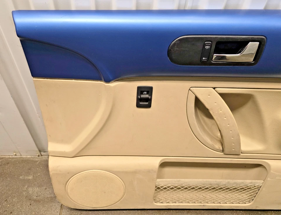98-10 VW Volkswagen New Beetle HARDTOP Door Panels Blue/Tan Right Passenger OEM - Image 2 of 4