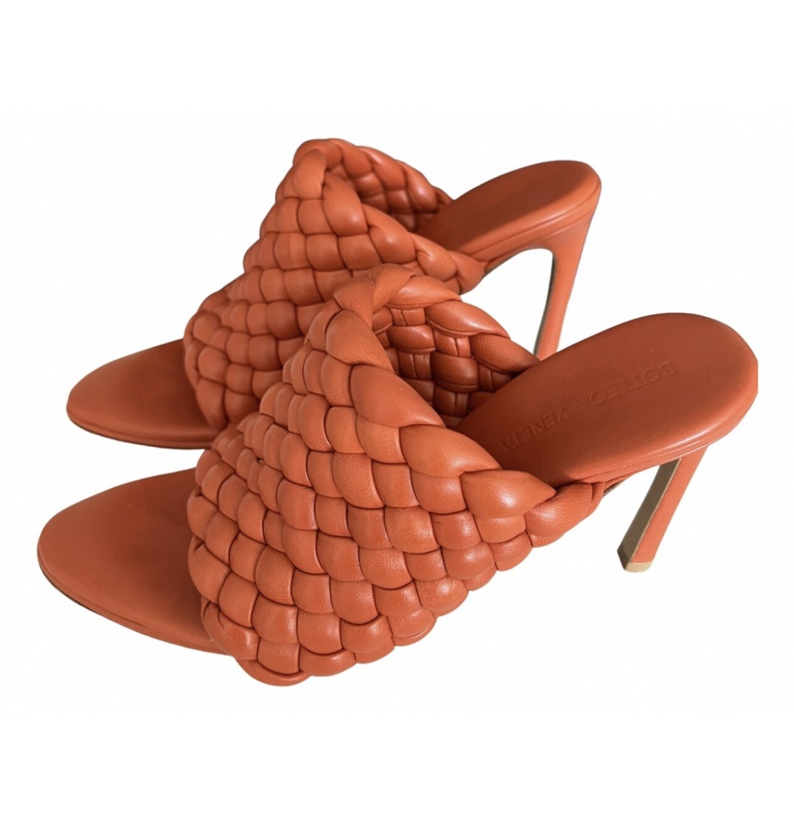 Bottega Veneta Orange Padded Leather Sandals Heels 38 RRP €760