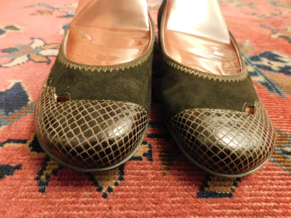 Zapatos de Ballet Stonefly Marrón Oscuro Gamuza Talla 37 Corte Imitación Piel de Serpiente Ribete Usados en Excelente Condición  Foto 3 de 4