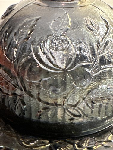 Rare Imperial Carnival Glass Open Rose Peacock Lustre Covered Butter/Cheese Dish - Picture 12 of 14