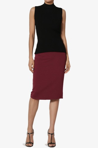 Thick Ponte Stretch Knit High Waist Knee Length Pencil Midi Skirt Casual Office - Picture 44 of 80