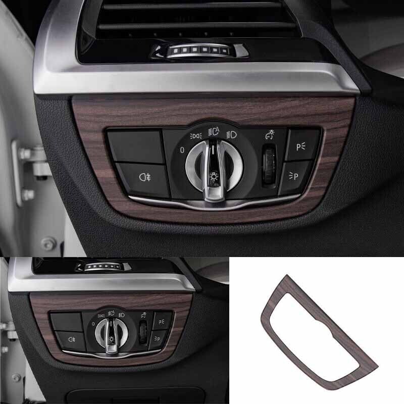 Cover Trim For BMW X3 G01 X4 G02 2018-21 Wood Grain Car Headlight Switch Control