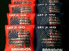 Custom USA  LETS GO BRANDON AMERICAN FLAG 8 ACA Regulation Cornhole Bean Bags 