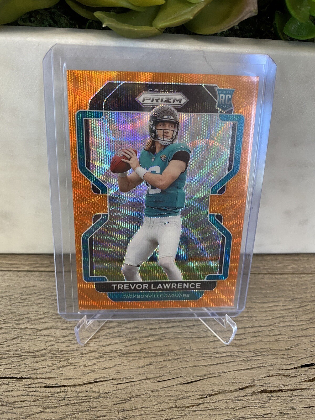 2021 Panini Prizm #331 Trevor Lawrence RC Orange Wave Rookie 40/60 Rare Jags