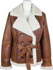 Unicorn Women Genuine Leather Jacket Luxury Two-row (real Fur Lining) Tan #dv
