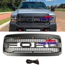 Front Grill For Ford F250 Super Duty 2005-2007 Raptor Style Black W/Letters  LED