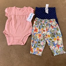Carter's Baby Girl Size 3 Months Colorful Printed 3 Piece Bodysuit Pant Set NWT