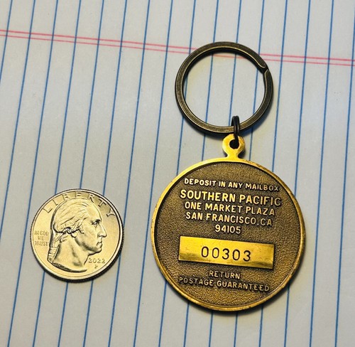 Vintage Southern Pacific Railroad Progress Through Safety Advertising Key Chain - Picture 3 of 3