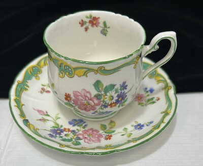 Thomas Forester Sons England Florinda Pot Belly Tea Cup Saucer Flower Green Pink