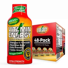 (48 Pack) Vitamin Energy® Focus+ Mango Energy Shots, Clinically Proven