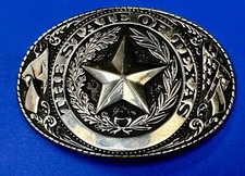 The Great State of Texas - Flag  Star Vintage LIGHT GOLD Color Belt Buckle
