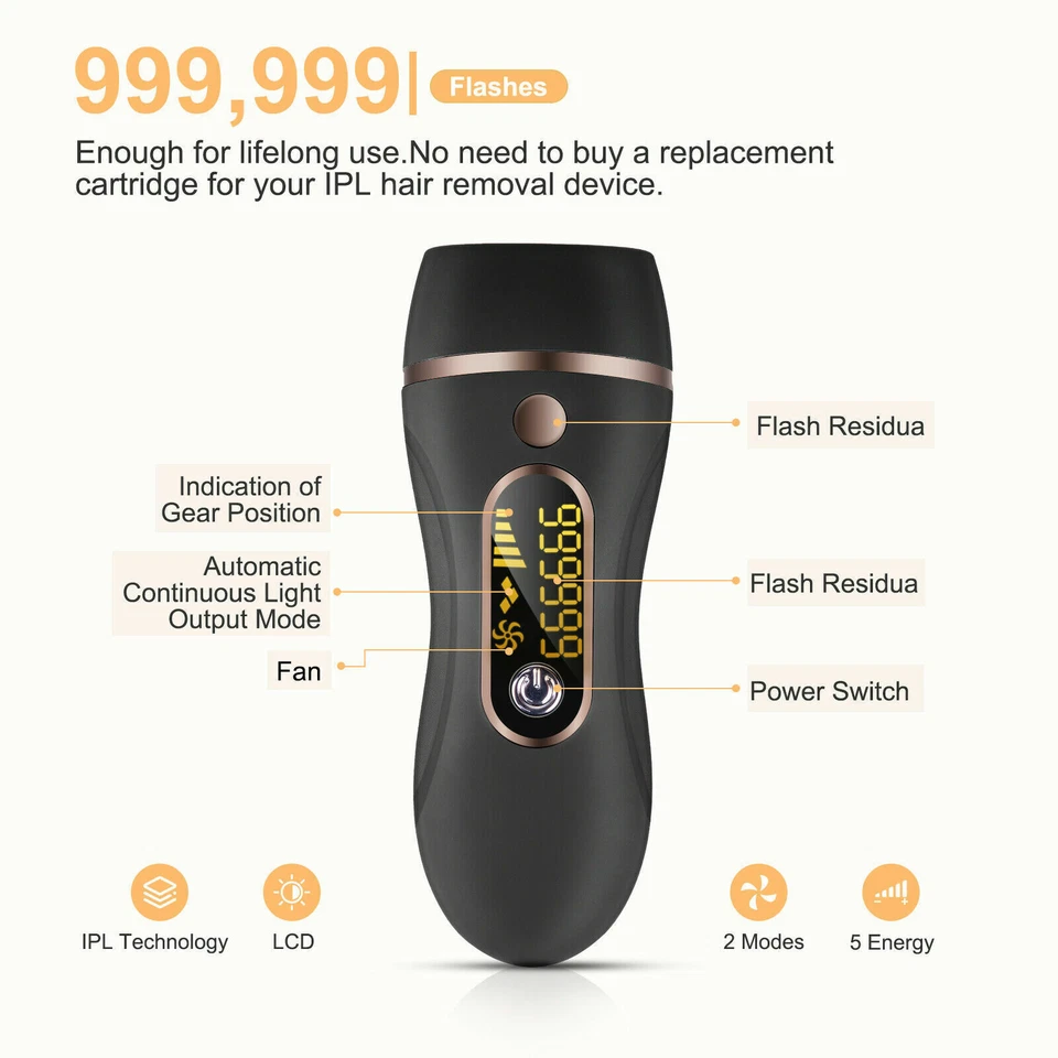 IPL Laser Haarentfernungsgerät für Männer und Frauen 999999 Lichtimpulse - Bild 3 von 4