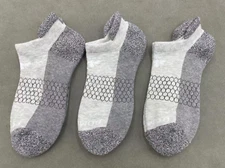 BOMBAS Women's 3 pairs Solid Honeycomb Gray Ankle socks - Size Medium 8-10.5