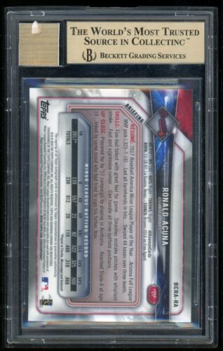 2018 Bowman Chrome Ronald Acuna Jr. RC Rookie Auto Green Refractor BGS 9.5 10 AU - Picture 2 of 2
