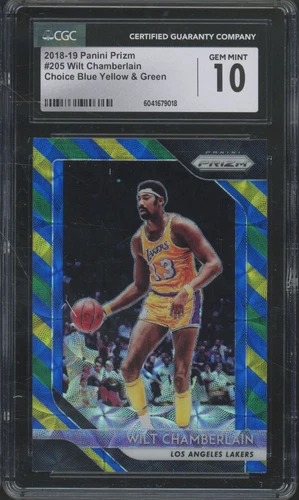 2018 Panini Prizm Choice Blue Yellow Green #205 Wilt Chamberlain Gem Mint CGC 10