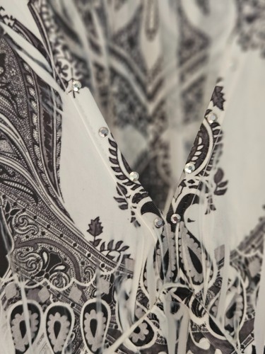 World Unity Womens Medium Maxi Dress Black & White Paisley Stretch Sleeveless - Picture 8 of 8