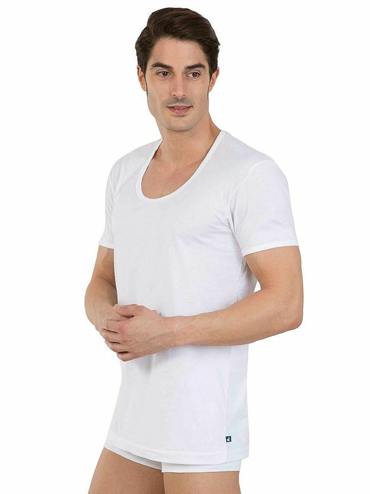 Colete masculino de algodão Jockey 8817 meia manga uso interno camiseta pacote com 6 - Imagem 2 de 4