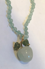 NWT Aventurine Apple Pendant on Beaded Necklace