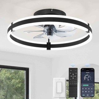 NEW OPEN BOX Zmishibo Low Profile Ceiling Fan w/ Lights 20" Black $103